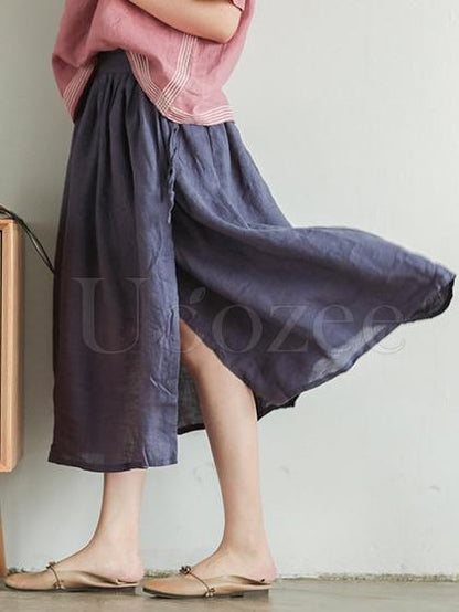 Literary Linen Split-side Skirt