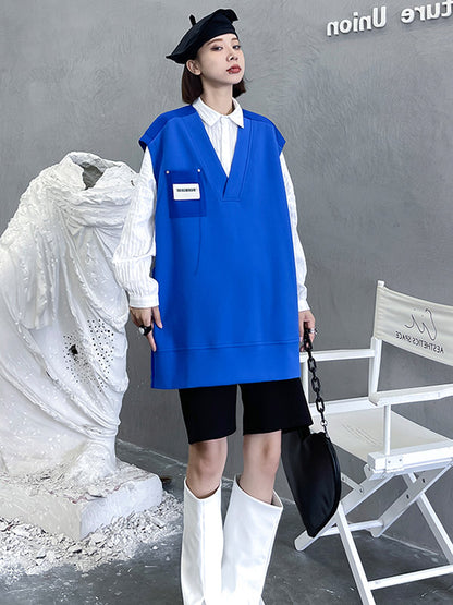 Simple Asymmetric V-Neck Sleeveless Vest Outerwear