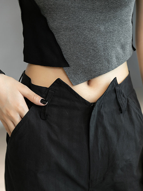 Original Solid Color Harem Irregularity Capri-Pants