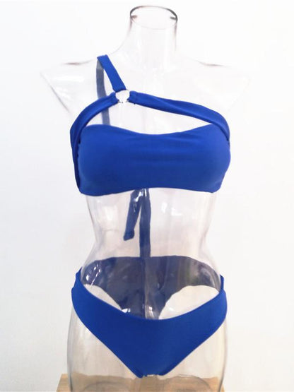Single Shoulder Bandeau Bikinis Swimwear