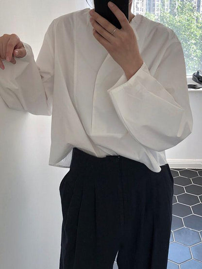 SIMPLE RETRO LOOSE WHITE SHIRT
