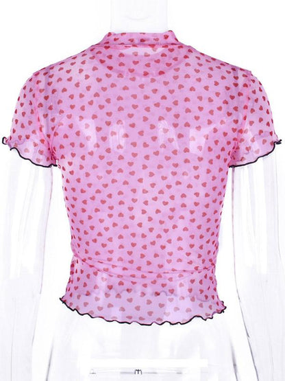 Mock Neck Frilled Crop Tee