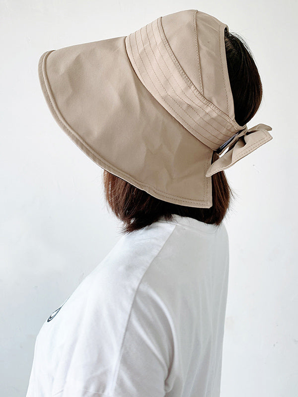 Casual Solid Color Bow-Embellished Sun Protection Hats