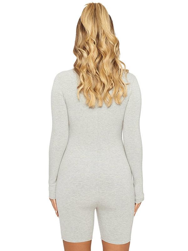 Sexy Wrap Long Sleeves Zipper Rompers
