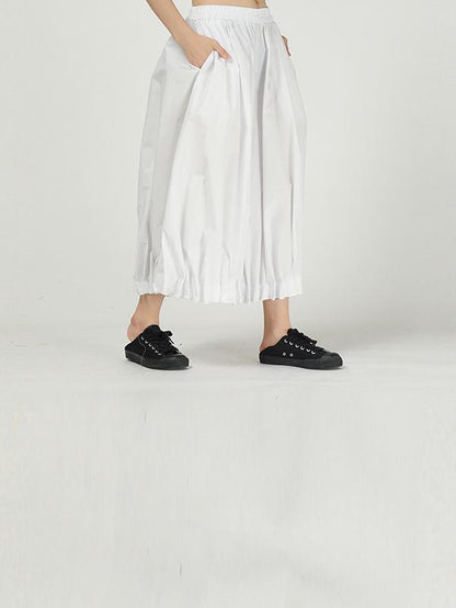 Solid Color Ruffled Loose Bloomers Pants