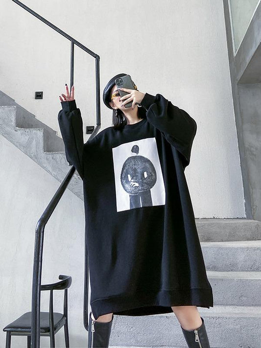 PRINTED ROUND NECK LOOSE SWEATSHIRT - Zebrant