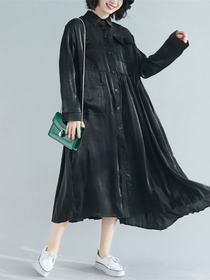 Pleated Splicing Loose Midi Dress