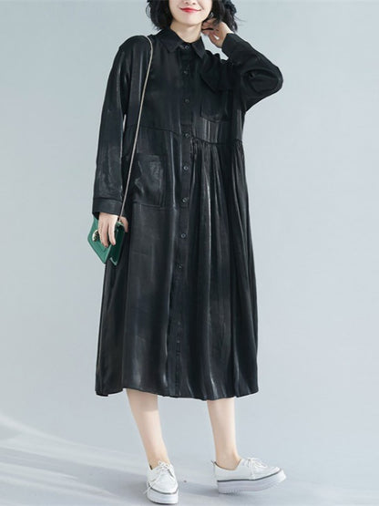 Pleated Splicing Loose Midi Dress
