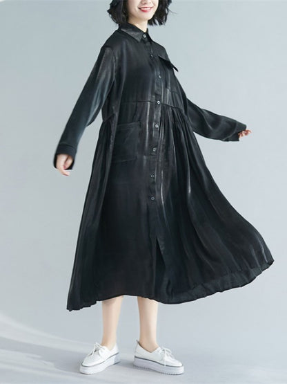 Pleated Splicing Loose Midi Dress