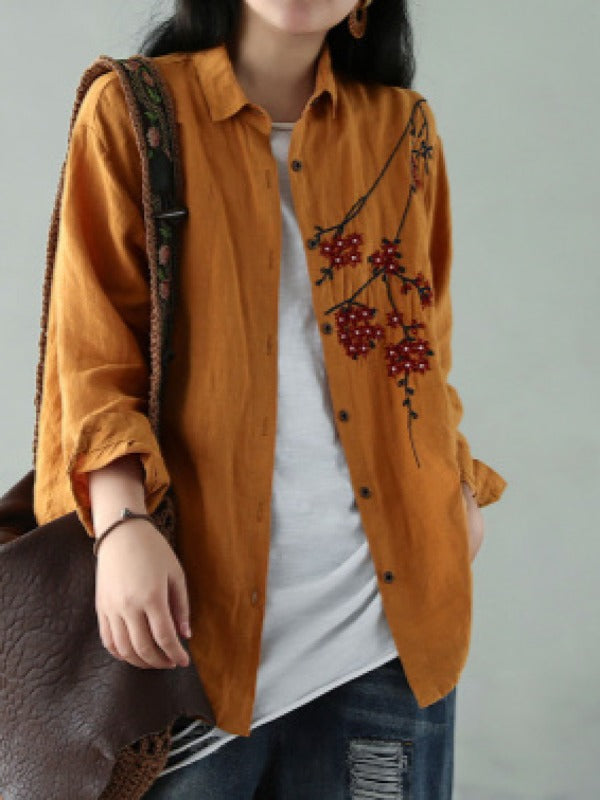 Vintage Embroidered Lapel Shirt