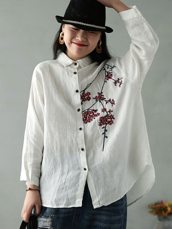 Vintage Embroidered Lapel Shirt
