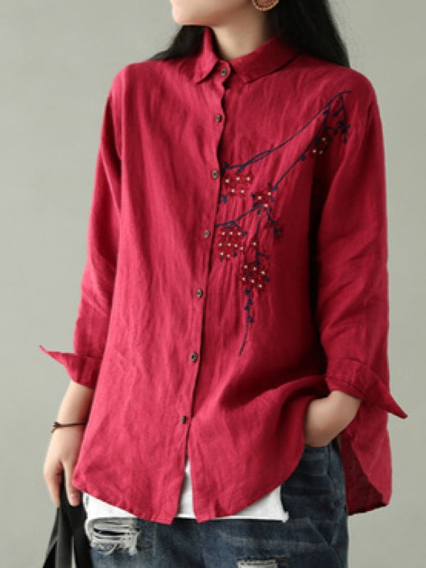 Vintage Embroidered Lapel Shirt