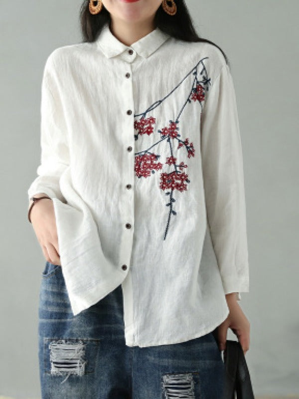 Vintage Embroidered Lapel Shirt