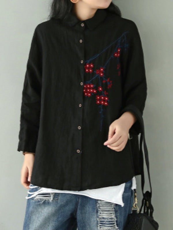 Vintage Embroidered Lapel Shirt