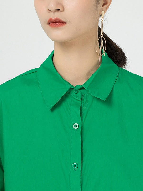 Cropped Splicing Pleated Shirt Midi Dress