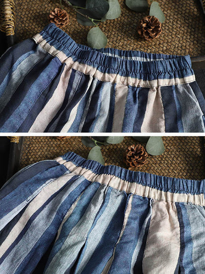 Original Linen Stripe Empire A-Line Skirt