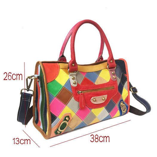 Cow leather bag Single Shoulder Messenger Bag color matching women's bag