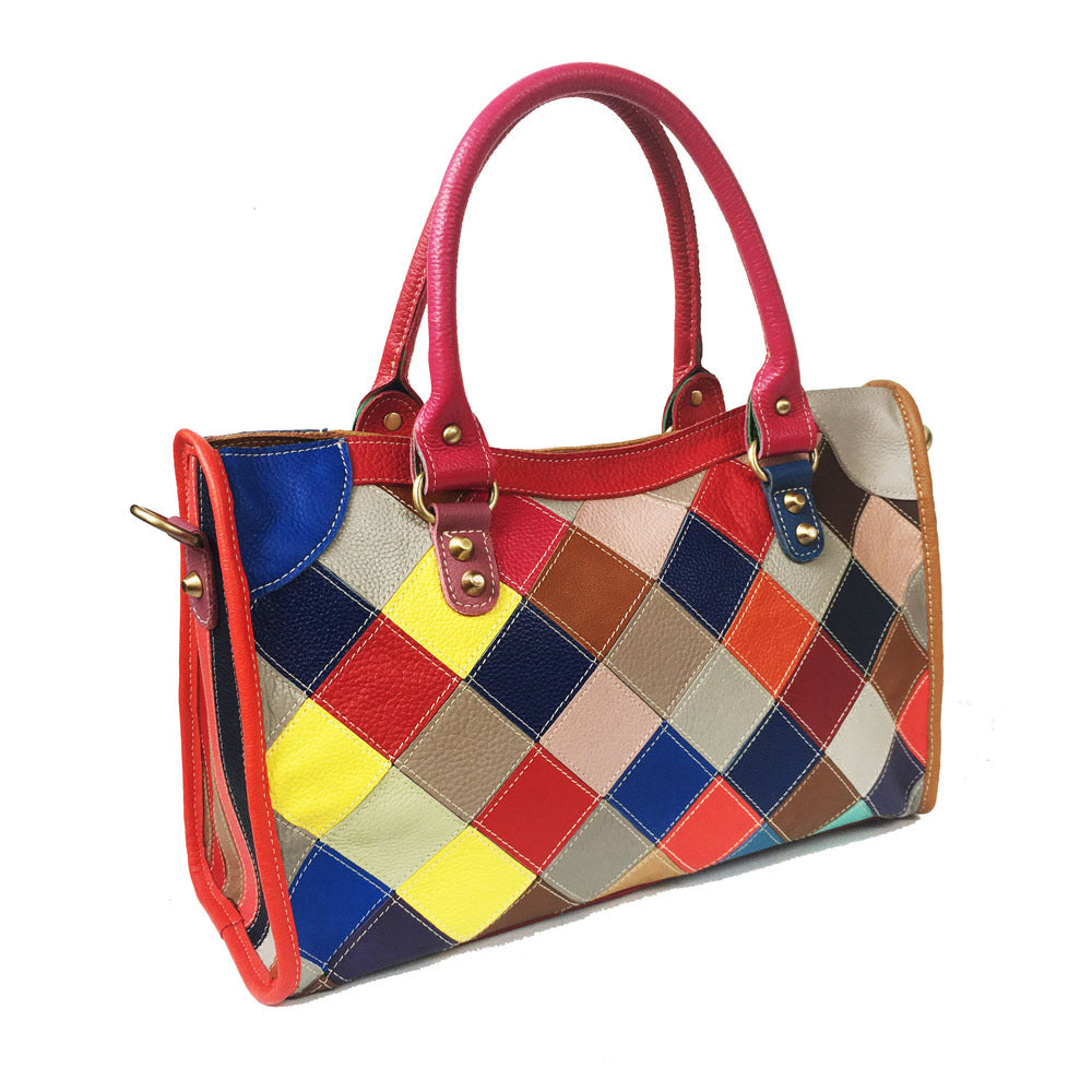 Cow leather bag Single Shoulder Messenger Bag color matching women's bag