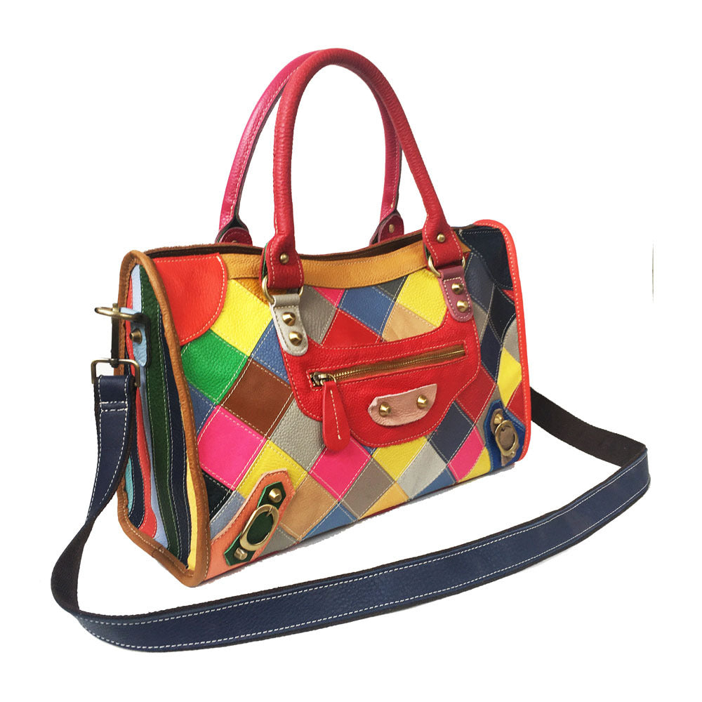 Cow leather bag Single Shoulder Messenger Bag color matching women's bag