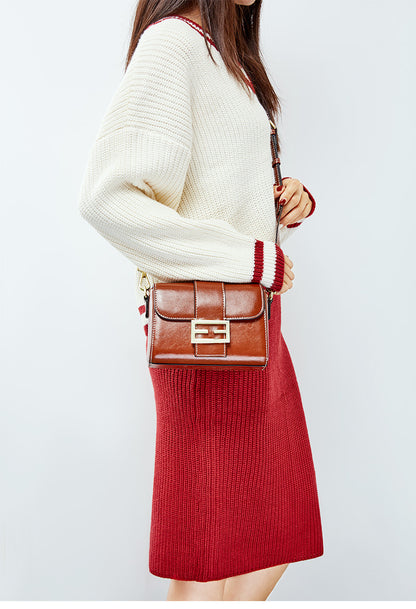 Leather bag, single shoulder bag, women's fashion personality, small square bag