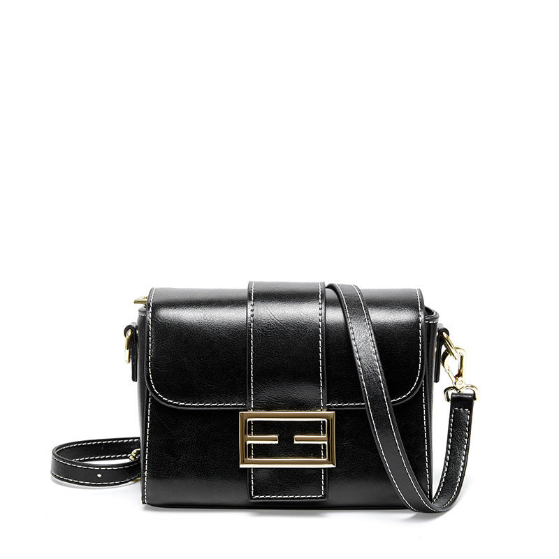 Leather bag, single shoulder bag, women's fashion personality, small square bag