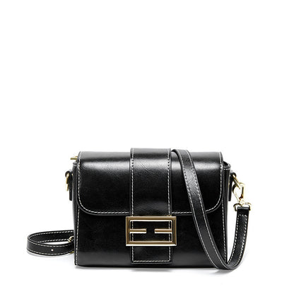 Leather bag, single shoulder bag, women's fashion personality, small square bag