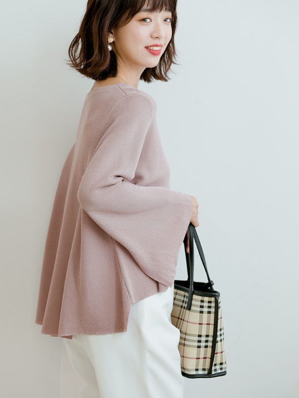 Loose Ice Silk Solid One-Collar Knitted Sweater