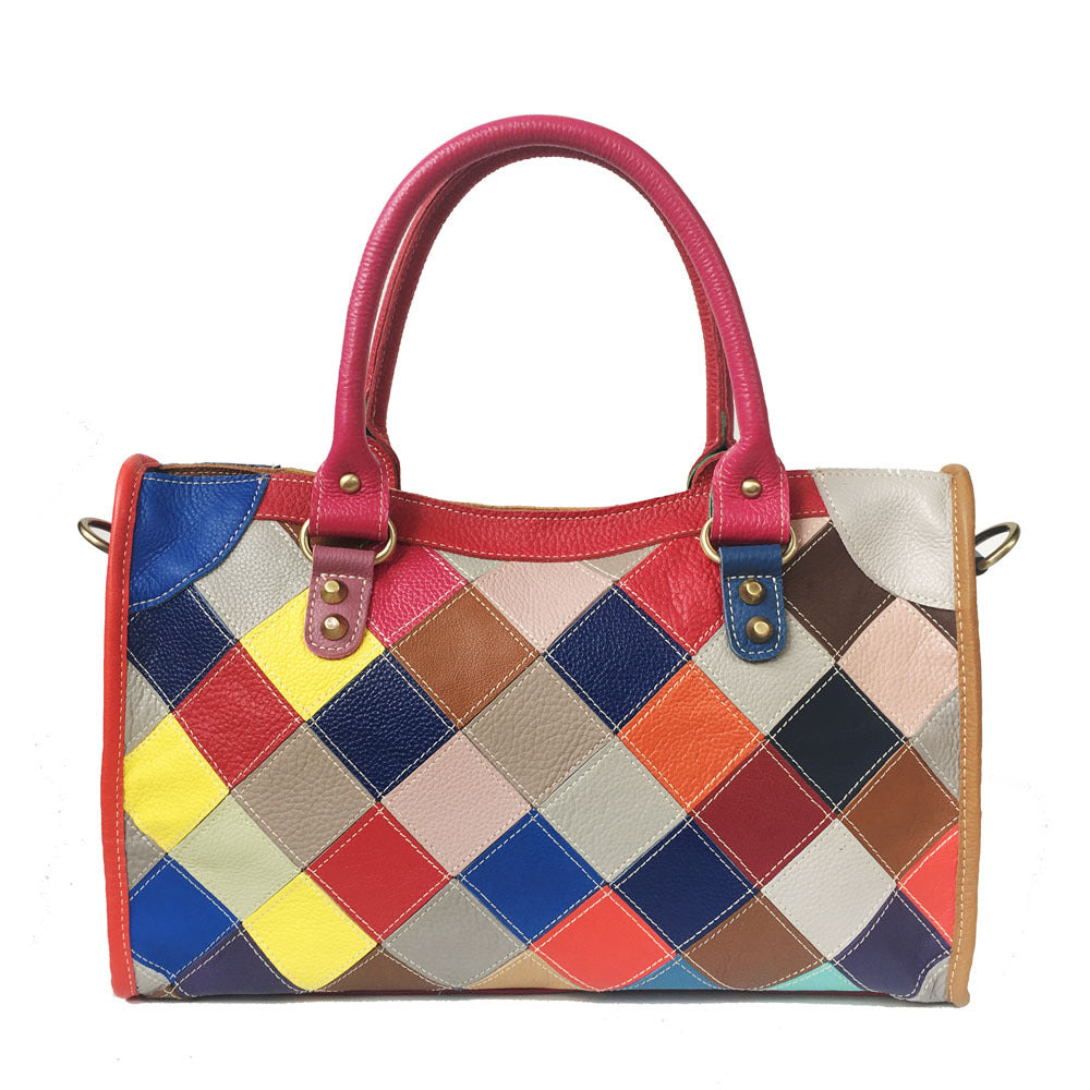 Cow leather bag Single Shoulder Messenger Bag color matching women's bag