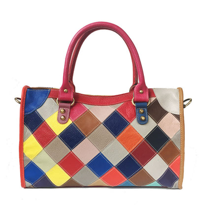Cow leather bag Single Shoulder Messenger Bag color matching women's bag