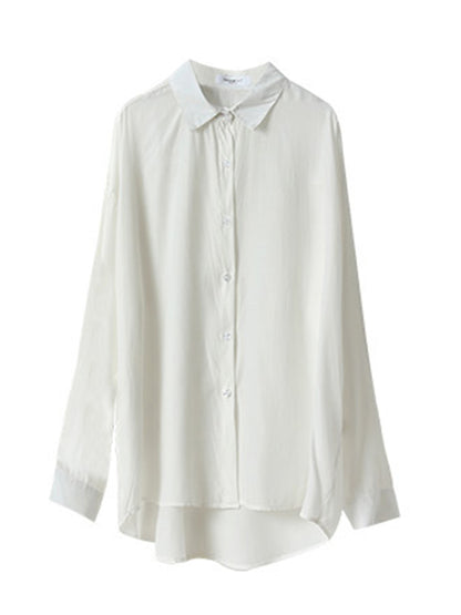 Original Solid Color Thin Lapel Blouses&Shirts Tops
