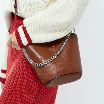 Cowhide Mini mother and son bag Single Shoulder Messenger Handbag Bucket Bag