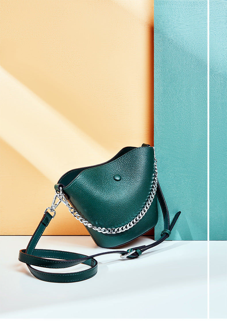 Cowhide Mini mother and son bag Single Shoulder Messenger Handbag Bucket Bag