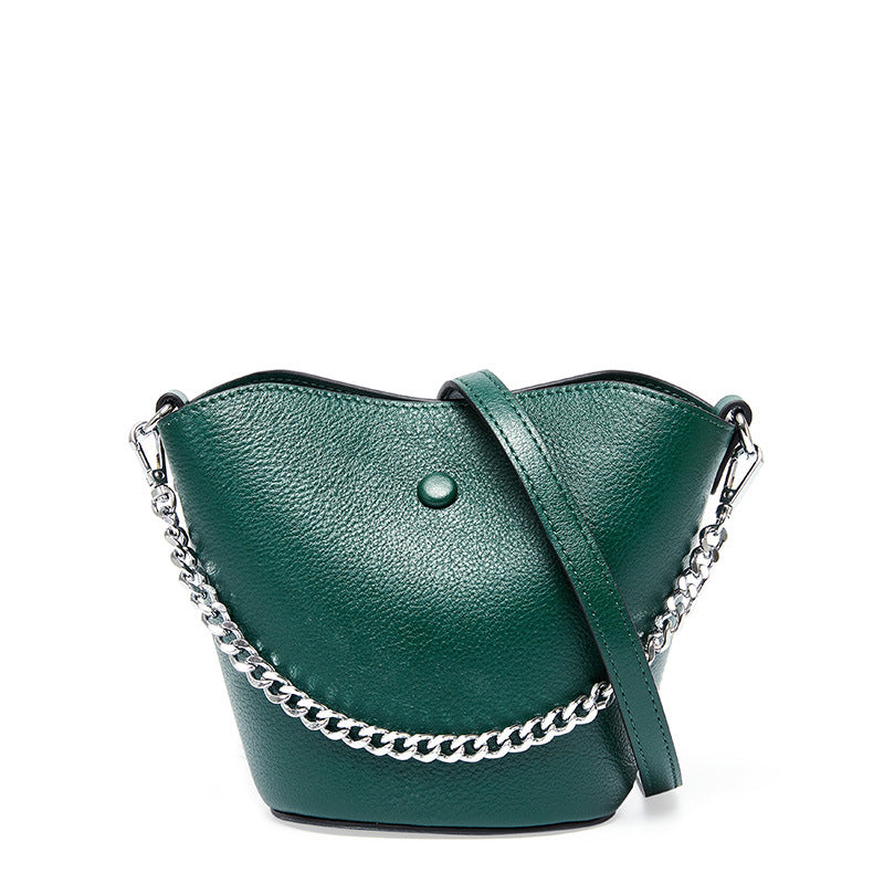 Cowhide Mini mother and son bag Single Shoulder Messenger Handbag Bucket Bag