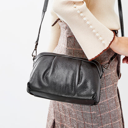 Soft leather head layer cow leather slant span single shoulder small shell bag
