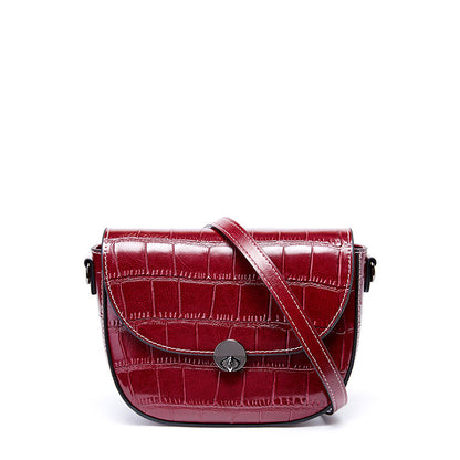 New crocodile-print cowhide small square bag stylish one-shoulder slanted bag