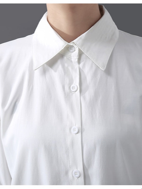 Mesh Lace Split-Joint Solid Shirt