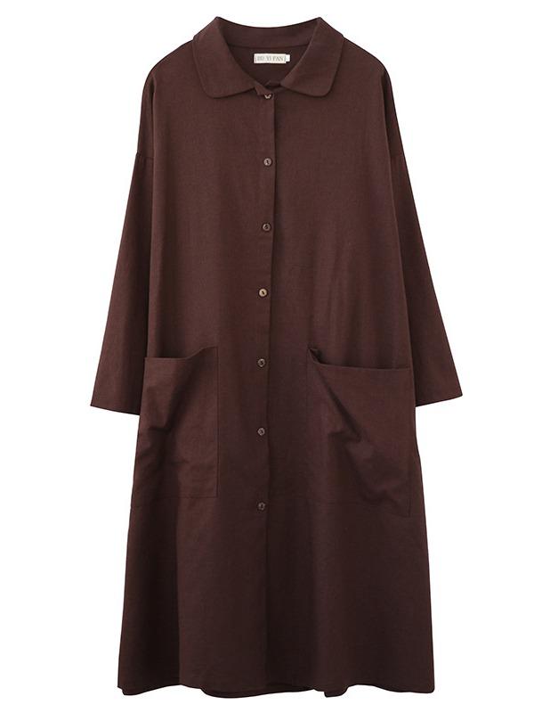 Solid Color Medium Length Lapel Outwear