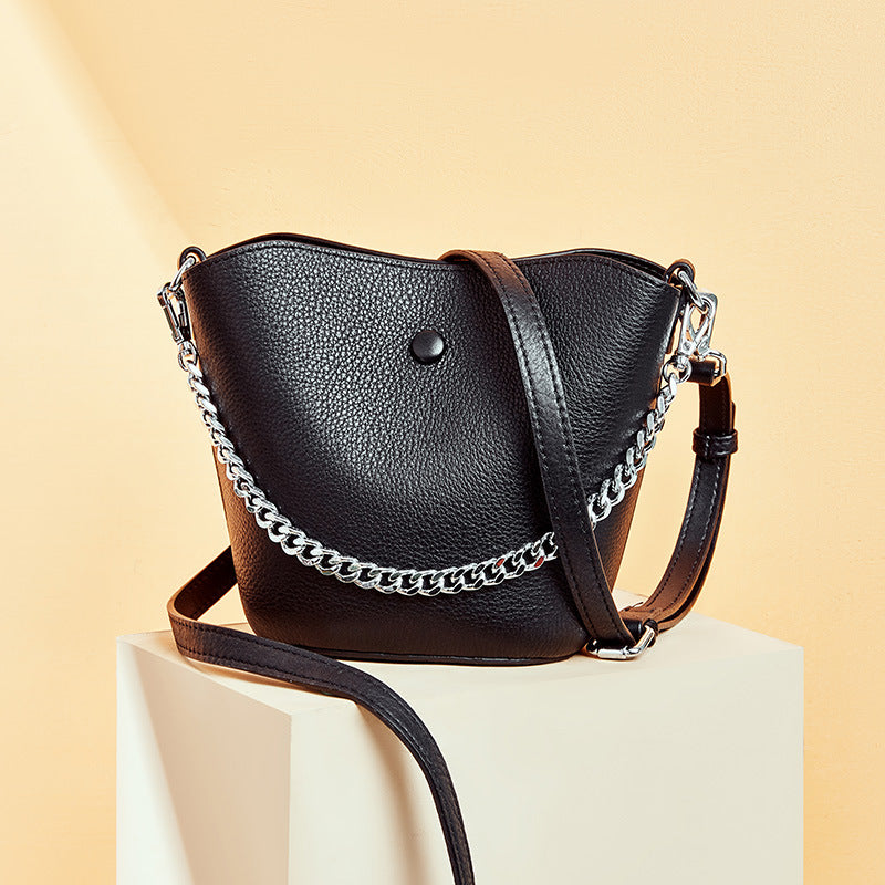 Cowhide Mini mother and son bag Single Shoulder Messenger Handbag Bucket Bag