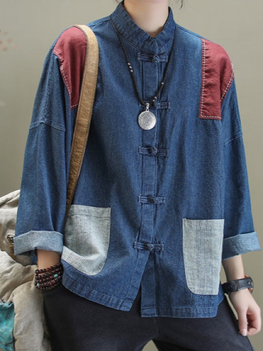 VINTAGE CONTRAST COLOR BUTTON CARDIGAN OUTWEAR