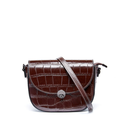 New crocodile-print cowhide small square bag stylish one-shoulder slanted bag