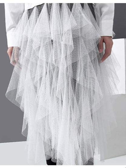 Mesh Lace Split-Joint Solid Shirt