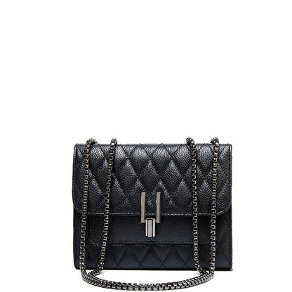 Lingge chain, lychee pattern, head layer, cow leather bag