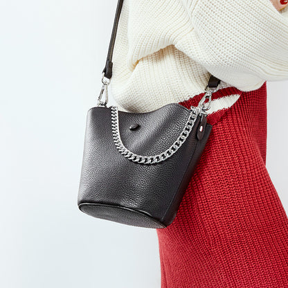 Cowhide Mini mother and son bag Single Shoulder Messenger Handbag Bucket Bag