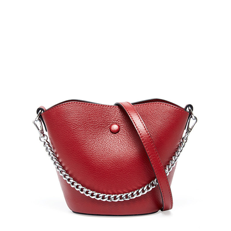 Cowhide Mini mother and son bag Single Shoulder Messenger Handbag Bucket Bag