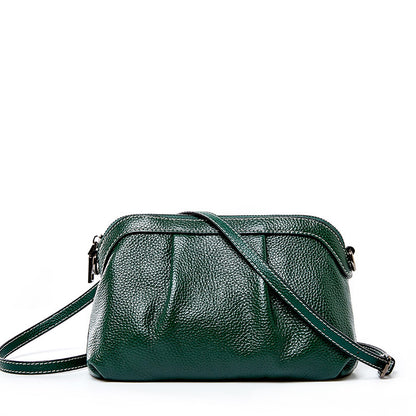 Soft leather head layer cow leather slant span single shoulder small shell bag