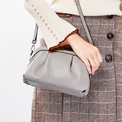 Soft leather head layer cow leather slant span single shoulder small shell bag