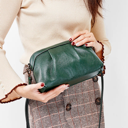 Soft leather head layer cow leather slant span single shoulder small shell bag