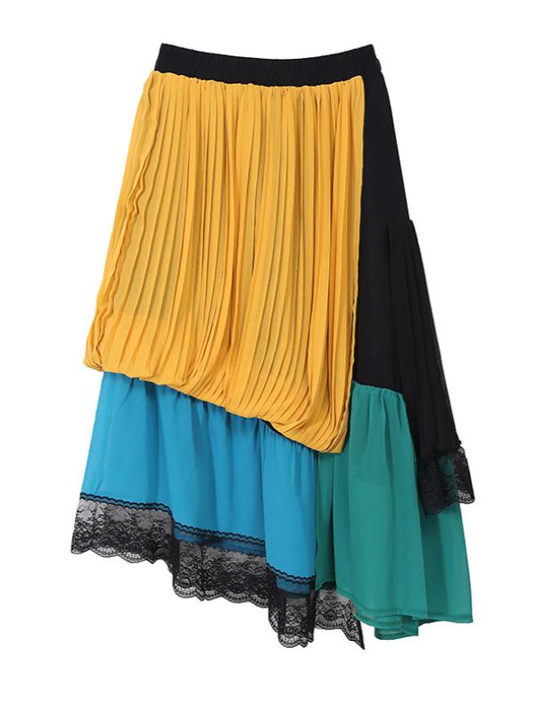 Stylish Cropped Contrast Color Splicing Skirt