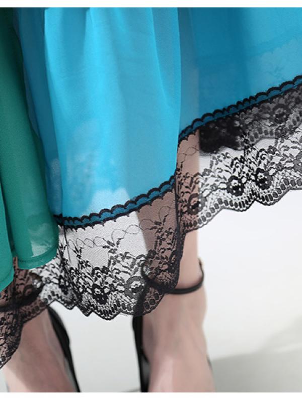 Stylish Cropped Contrast Color Splicing Skirt