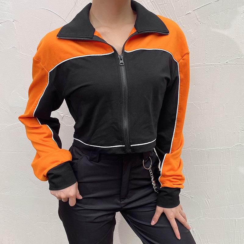Stand Collar Zipper Crop Jackets ACTIVE WEAR - Zebrant
